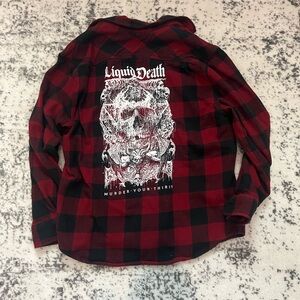 Liquid Death Flannel button up shirt